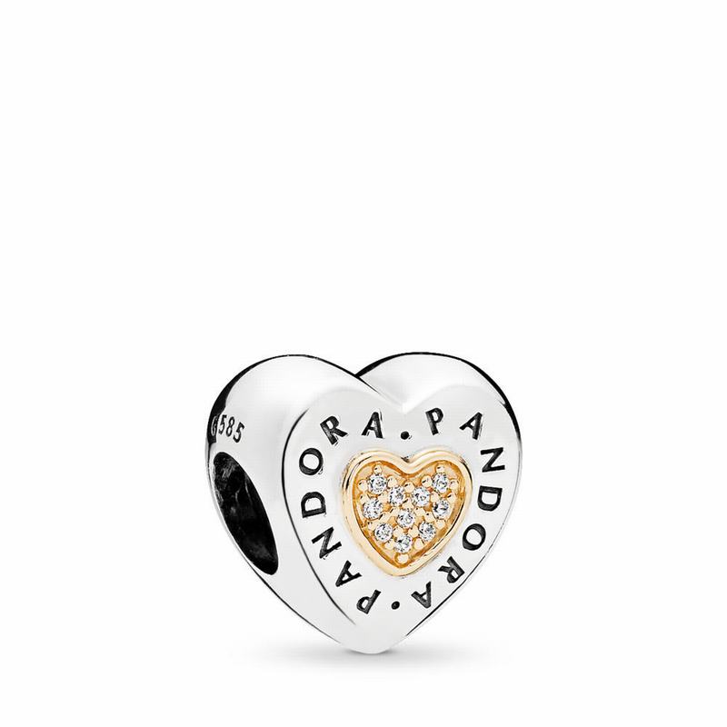 Pandora Signature Heart Charm - Two Tone/Cubic Zirconia - Canada | JA6308YD